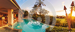 Luxury Home with Pool at Sunset