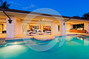 Luxury Home with Pool at Sunset