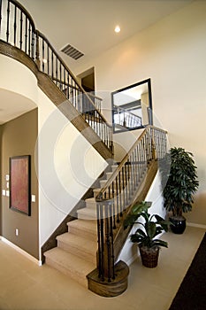 Luxury home with wooden stair case