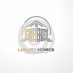 Luxury homes elegant line art logo design