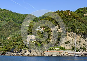 Luxury homes overlooking the bay of Portofino, Italy