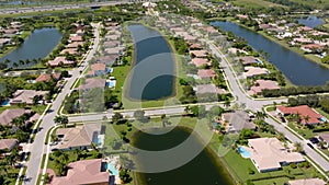 Luxury homes at Riverstone Davie Florida 4k aerial video