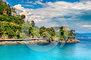 Luxury homes and spectacular seaside near Portofino resort, Liguria, Italy
