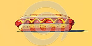 Luxury Hot Dog with Mustard - Illustration