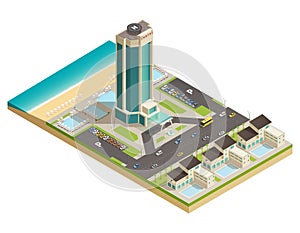 Luxury Hotel Building Isometric Composition