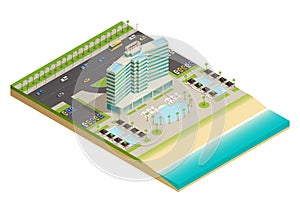 Luxury Hotel Building Isometric Composition