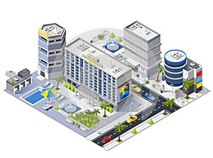 Luxury Hotel Buildings Isometric Composition