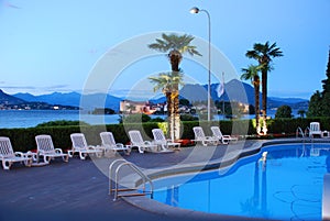 Luxury hotel, Lago Maggiore, Italy. Swimming pool