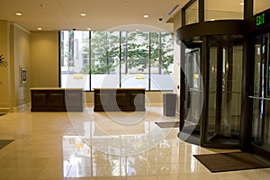 Luxury hotel lobby front desk