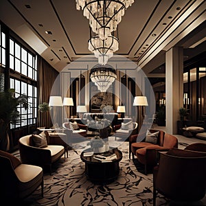 Luxury hotel lobby interior design. generative ai