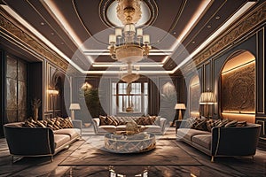 Luxury hotel lobby interior. generative ai