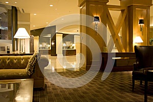 Luxury hotel lobby interiors lighting