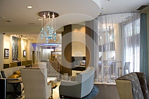 Luxury hotel lobby living room interiors