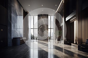 Luxury hotel lobby with marble tiles