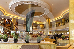 Luxury hotel lobby and staircase
