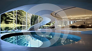 Luxury Hotel Pool Reflects Cityscape Wealthiness generated by AI tool