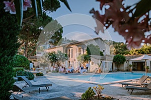 Luxury hotel Provence France during sunset with swimming pool