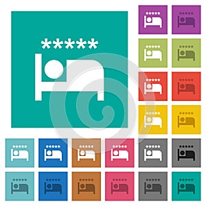 Luxury hotel square flat multi colored icons