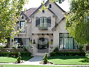 Luxury house and frontyard photo