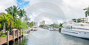 Luxury houses and yachts in beautiful Las Olas Isles in Fort Lauderdale