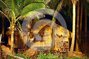 Luxury hut under coconut palms in goa