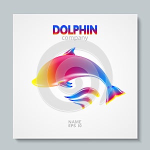 Luxury image logo Rainbow Dolphin. To design postcards, brochures, banners, logos, creative projects.