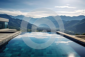 luxury infinity pool on mountain view AI generated