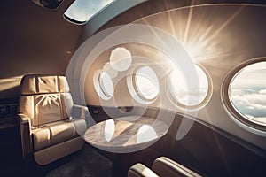 Luxury interior business jet. Generate Ai
