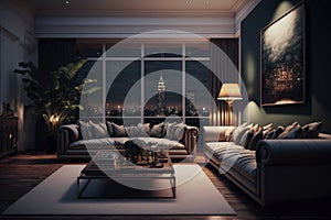 Luxury interior of hotel or apartment living room design with elegant furniture
