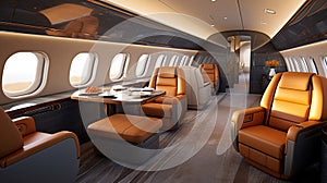 Luxury interior modern business jet. AI generated