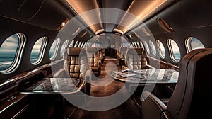 Luxury interior in the modern private business jet
