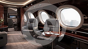 Luxury interior in the modern private business jet