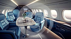 Luxury interior in the modern private business jet