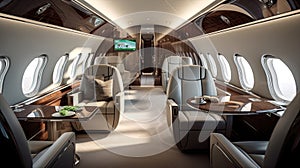 Luxury interior in the modern private business jet