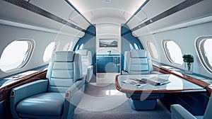 Luxury interior in the modern private business jet