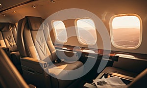 Luxury interior of a private jet or first class flight
