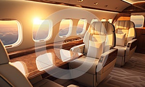 Luxury interior of a private jet or first class flight