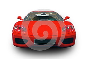 Luxury Italian supercar. White background. Front View
