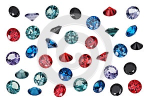 Luxury jewelry gems, set of colored gemstones photo