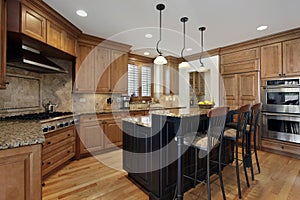 Luxury kitchen with granite island