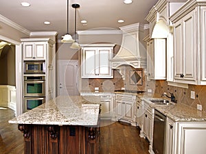 Luxury Kitchen with Granite topped Island photo