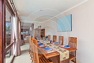 Luxury kitchen room with dining table