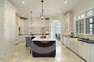 Luxury kitchen with white cabinetry