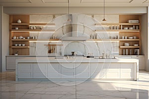 Luxury kitchen with white cabinetry photo