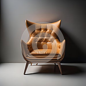 Luxury leather armchair in the interior. generative ai