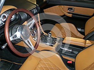 Luxury leather British car interior