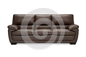 Luxury leatherbrown sofa isolated on white background