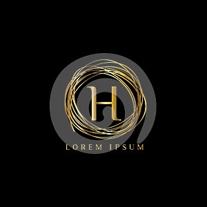 Luxury letter H Logo. Vector logo template sign, symbol, icon, vector luxury frame