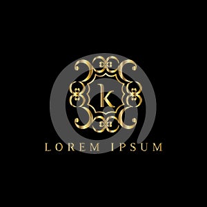 Luxury letter K Logo. Vector logo template sign, symbol, icon, vector luxury frame