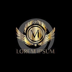 Luxury letter M Logo. Vector logo template sign, symbol, icon, vector luxury frame